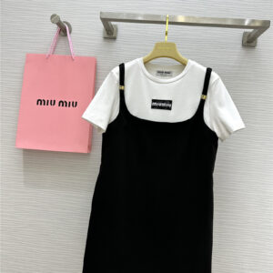 miumiu fake two piece patchwork design dress replica clothing