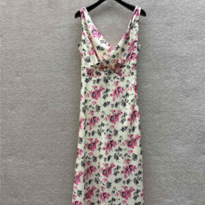 prada floral V-neck crossover sleeveless dress replica clothing