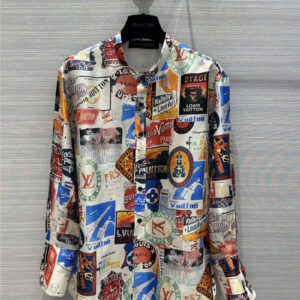 louis vuitton LV printed silk shirt replica designer clothes