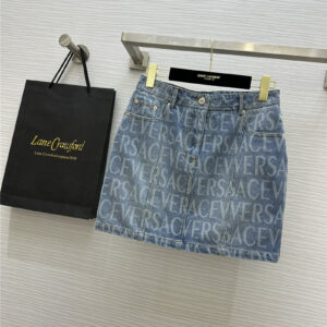 versace letter print washed denim skirt replica clothes