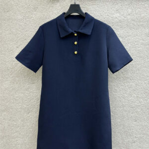 valentino polo collar navy blue short-sleeved dress replica clothes