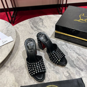 Christian Louboutin thick heel slippers replica designer shoes