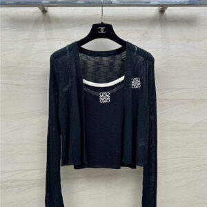 loewe linen yarn knitted cardigan + vest set replica d&g clothing