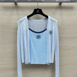loewe linen yarn knitted cardigan + vest set replica d&g clothing