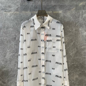 miumiu flocked printed long-sleeved shirt replica clothes