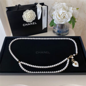 chanel double c white love pearl waist chain