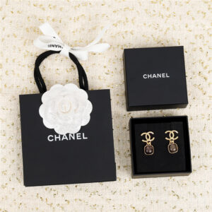 chanel letter vintage tag earrings