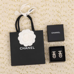 Chanel double C lock oval pearl earrings