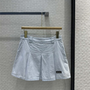 miumiu washed denim pleated mini skirt replica clothing