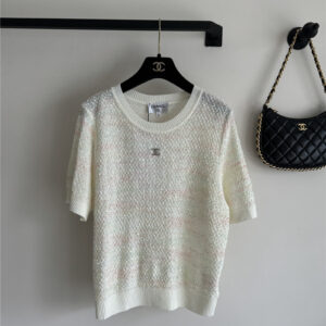 chanel new bling beads embellished short-sleeved replica clothing