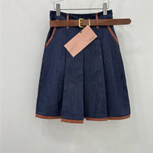 miumiu new midi skirt with leather trim replica clothes