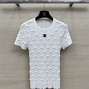 chanel embossed bow knitted top replica clothes
