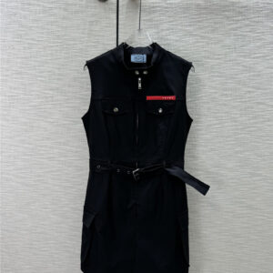 prada stand collar sleeveless zip dress replica d&g clothing